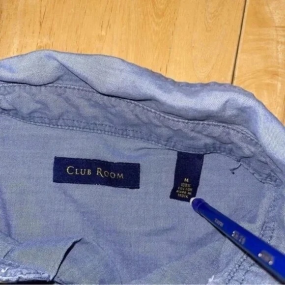 Men's Blue Button Down Long Sleeve Shirt - Picture 6 of 8